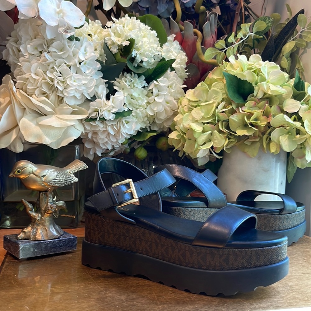 MICHAEL Michael Kors “Marlon” Platform Monogram Sandal | Lightly Worn!